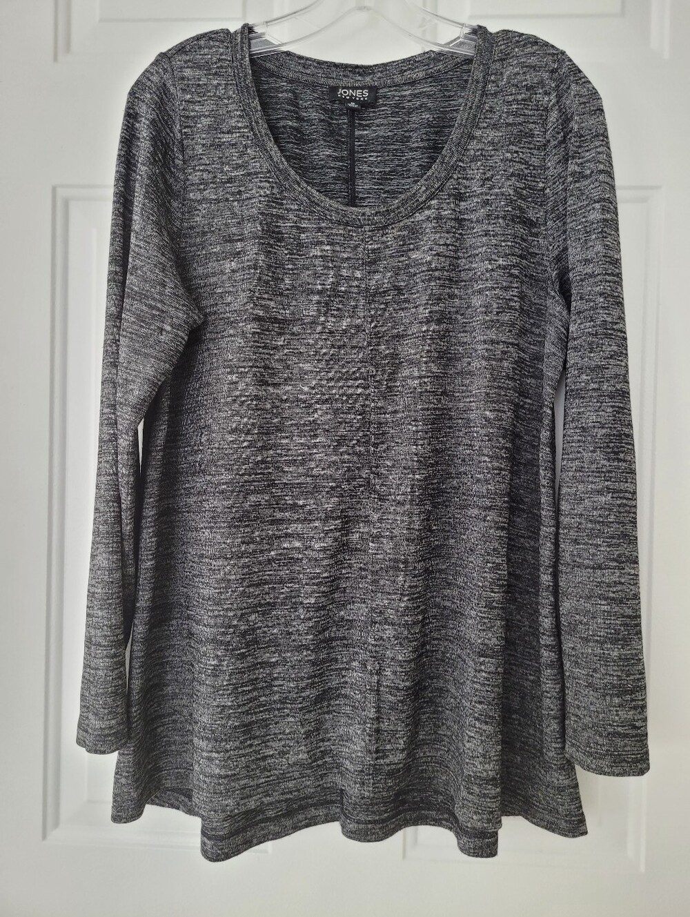 Jones New York Heathered Gray Long Sleeve Scoop Neck Tunic